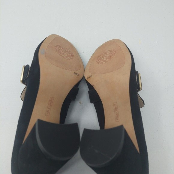 Vince Camuto Giuliann Black Suede Leather Fringe Block Heel Pumps Size 6 M - Picture 5 of 8